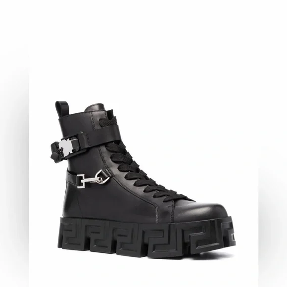 Versace | Shoes | Versace Greca Labyrinth Leather Boots 